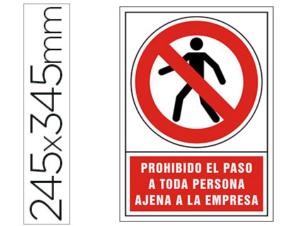 Pictograma PVC 245x345mm. PROHIBIDO EL PASO A TODA PERSONA AJENA  A LA EMPRESA